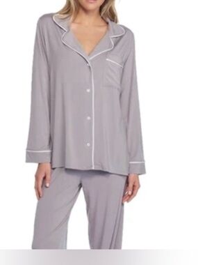 NWOT WOMENS BAREFOOT DREAMS Luxe Milk Jersey® Piped Pajama Set Grey Size 3X